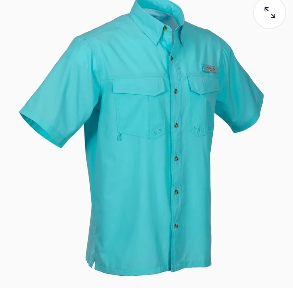 Bimini Bay Men's Aqua Button Down Shirt - Picture 4 of 8